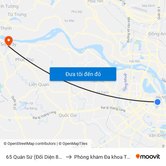 65 Quán Sứ (Đối Diện 80 Quán Sứ) to Phòng khám Đa khoa THIÊN PHÚC. map