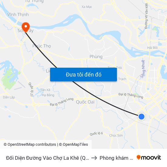 Đối Diện Đường Vào Chợ La Khê (Qua Ga Metro La Khê) - 405 Quang Trung (Hà Đông) to Phòng khám Đa khoa THIÊN PHÚC. map