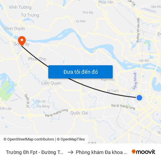 Trường Đh Fpt - Đường Tôn Thất Thuyết to Phòng khám Đa khoa THIÊN PHÚC. map