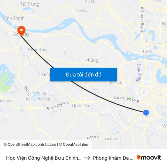 Học Viện Công Nghệ Bưu Chính Viễn Thông - Trần Phú (Hà Đông) to Phòng khám Đa khoa THIÊN PHÚC. map