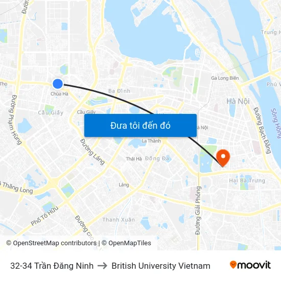 32-34 Trần Đăng Ninh to British University Vietnam map
