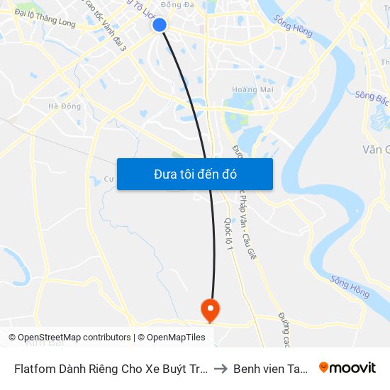 Flatfom Dành Riêng Cho Xe Buýt Trước Nhà 45 Đường Láng to Benh vien Tam than TW1 map