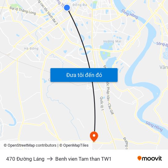 470 Đường Láng to Benh vien Tam than TW1 map