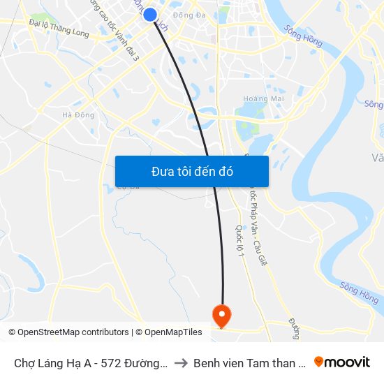 Chợ Láng Hạ A - 572 Đường Láng to Benh vien Tam than TW1 map