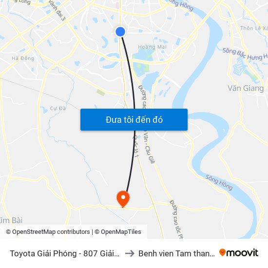 Toyota Giải Phóng - 807 Giải Phóng to Benh vien Tam than TW1 map