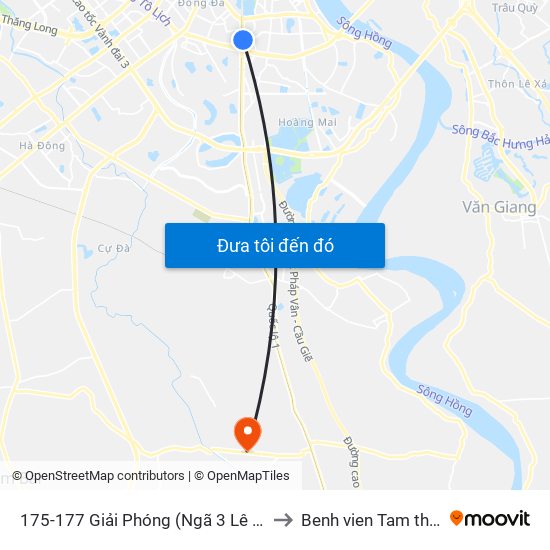 175-177 Giải Phóng (Ngã 3 Lê Thanh Nghị) to Benh vien Tam than TW1 map