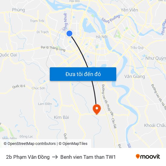 2b Phạm Văn Đồng to Benh vien Tam than TW1 map
