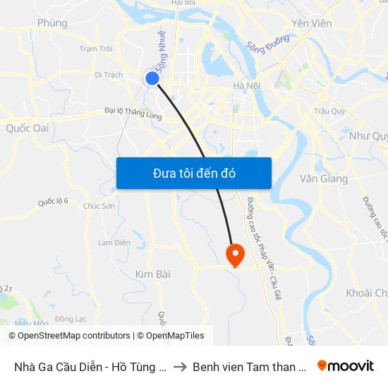 Nhà Ga Cầu Diễn - Hồ Tùng Mậu to Benh vien Tam than TW1 map