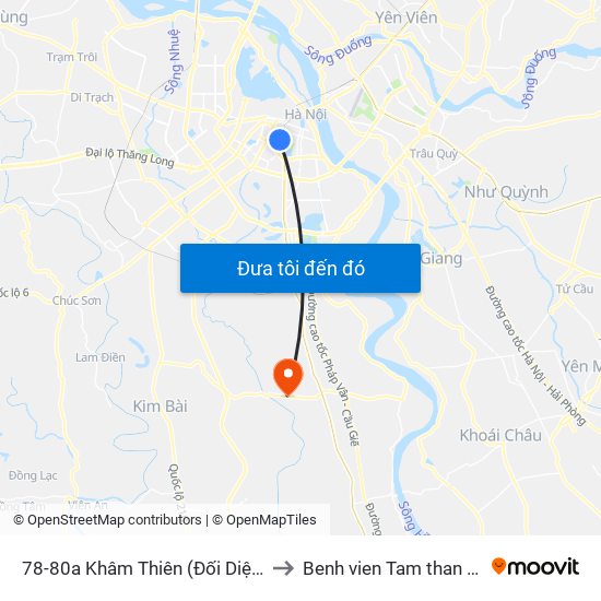 78-80a Khâm Thiên (Đối Diện 71) to Benh vien Tam than TW1 map