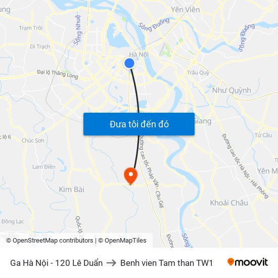 Ga Hà Nội - 120 Lê Duẩn to Benh vien Tam than TW1 map