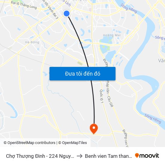 Chợ Thượng Đình - 224 Nguyễn Trãi to Benh vien Tam than TW1 map