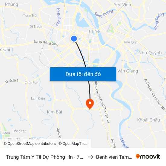 Trung Tâm Y Tế Dự Phòng Hn - 70 Nguyễn Chí Thanh to Benh vien Tam than TW1 map
