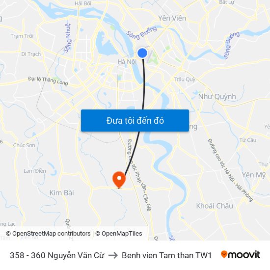 358 - 360 Nguyễn Văn Cừ to Benh vien Tam than TW1 map
