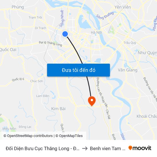 Đối Diện Bưu Cục Thăng Long - Đường Phạm Hùng to Benh vien Tam than TW1 map