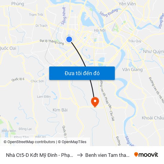 Nhà Ct5-D Kđt Mỹ Đình - Phạm Hùng to Benh vien Tam than TW1 map