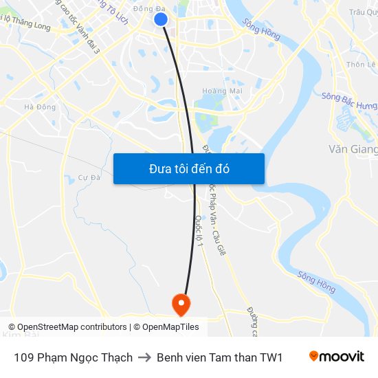 109 Phạm Ngọc Thạch to Benh vien Tam than TW1 map