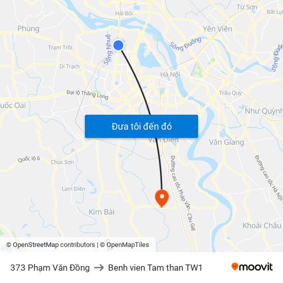 373 Phạm Văn Đồng to Benh vien Tam than TW1 map