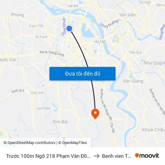 Trước 100m Ngõ 218 Phạm Văn Đồng (Đối Diện Công Viên Hòa Bình) to Benh vien Tam than TW1 map