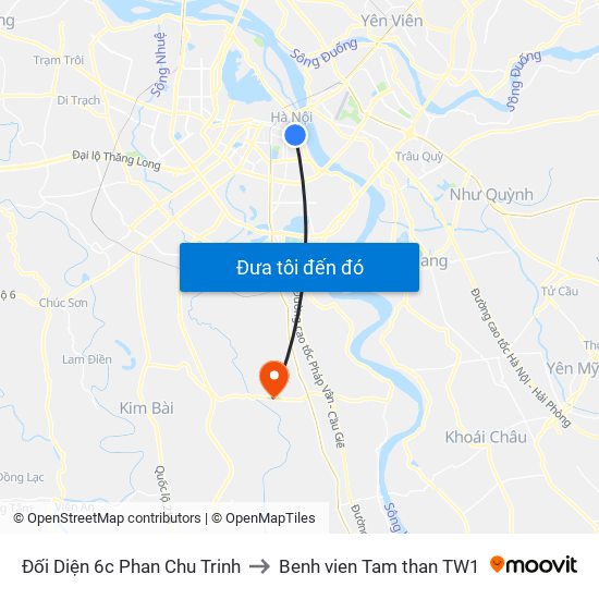 Đối Diện 6c Phan Chu Trinh to Benh vien Tam than TW1 map