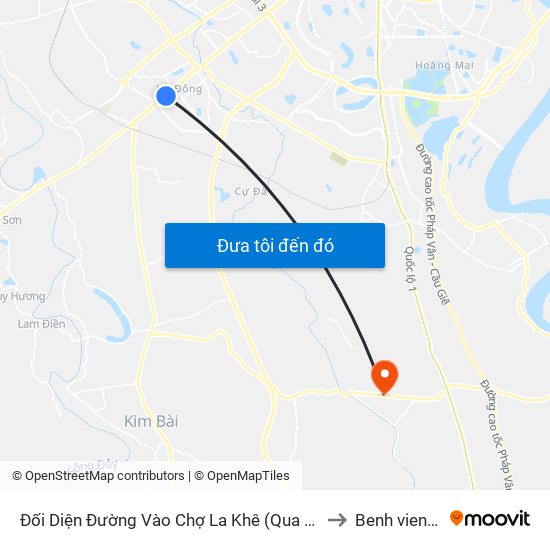 Đối Diện Đường Vào Chợ La Khê (Qua Ga Metro La Khê) - 405 Quang Trung (Hà Đông) to Benh vien Tam than TW1 map