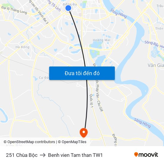 251 Chùa Bộc to Benh vien Tam than TW1 map