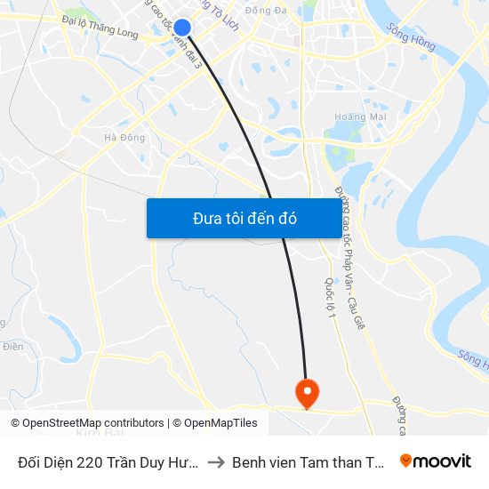 Đối Diện 220 Trần Duy Hưng to Benh vien Tam than TW1 map