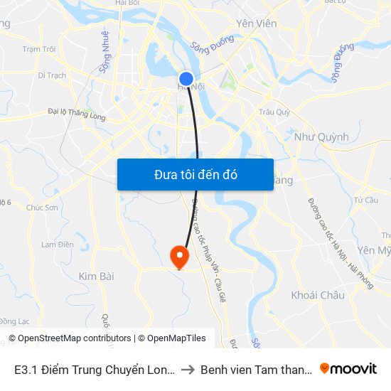 E3.1 Điểm Trung Chuyển Long Biên to Benh vien Tam than TW1 map