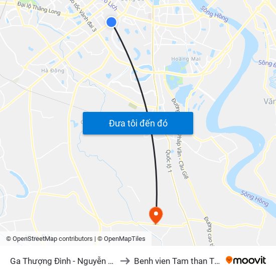 Ga Thượng Đình - Nguyễn Trãi to Benh vien Tam than TW1 map