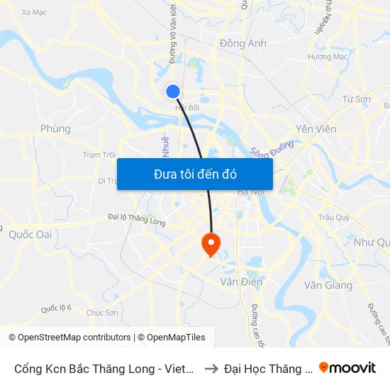 Cổng Kcn Bắc Thăng Long - Vietcombank to Đại Học Thăng Long map