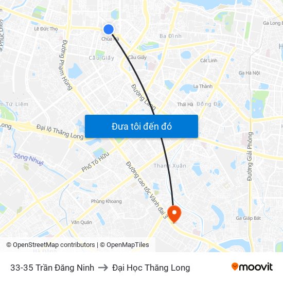 33-35 Trần Đăng Ninh to Đại Học Thăng Long map