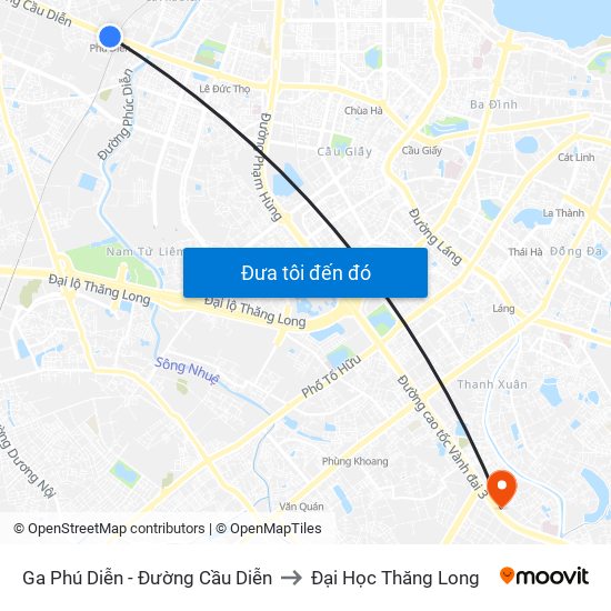 Ga Phú Diễn - Đường Cầu Diễn to Đại Học Thăng Long map