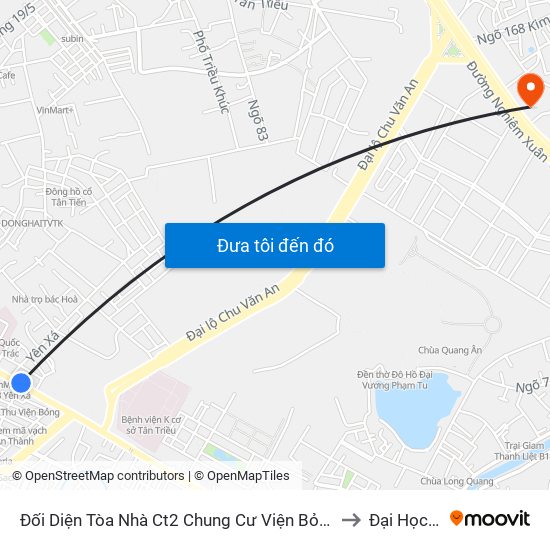 Đối Diện Tòa Nhà Ct2 Chung Cư Viện Bỏng, Gần Ngã Ba Yên Xá - Phùng Hưng (Hà Đông) to Đại Học Thăng Long map