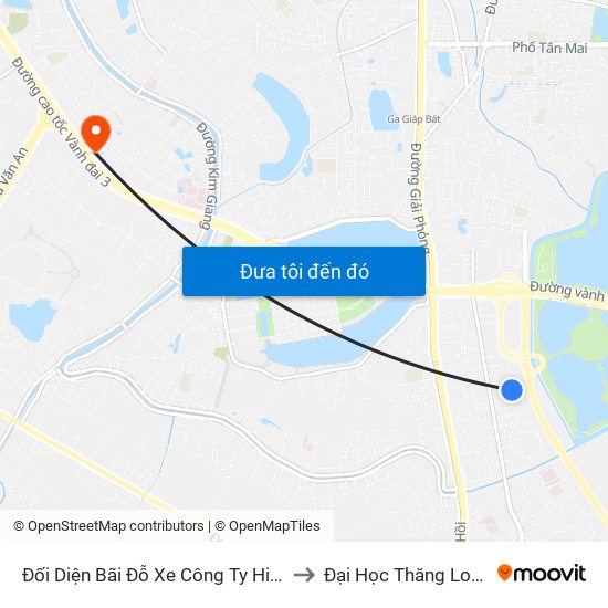 Đối Diện Bãi Đỗ Xe Công Ty Hino to Đại Học Thăng Long map