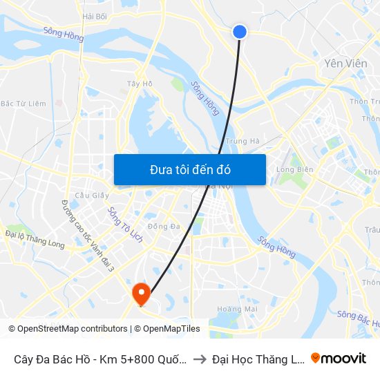 Cây Đa Bác Hồ - Km 5+800 Quốc Lộ 3 to Đại Học Thăng Long map