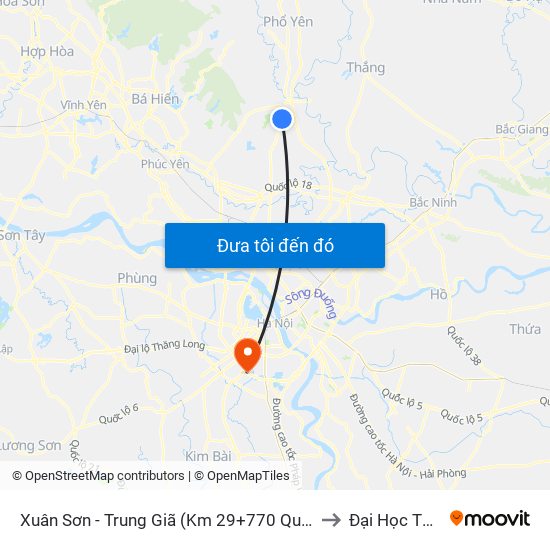Xuân Sơn - Trung Giã (Km 29+770 Quốc Lộ 3) Cột Điện Hk3/20c to Đại Học Thăng Long map