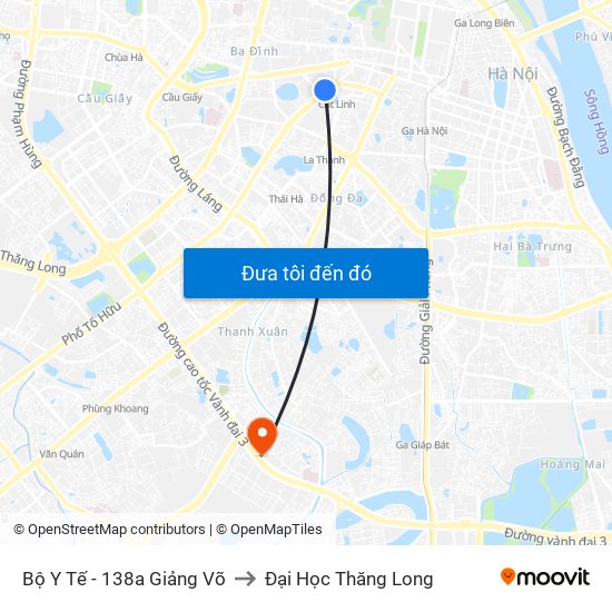 Bộ Y Tế - 138a Giảng Võ to Đại Học Thăng Long map