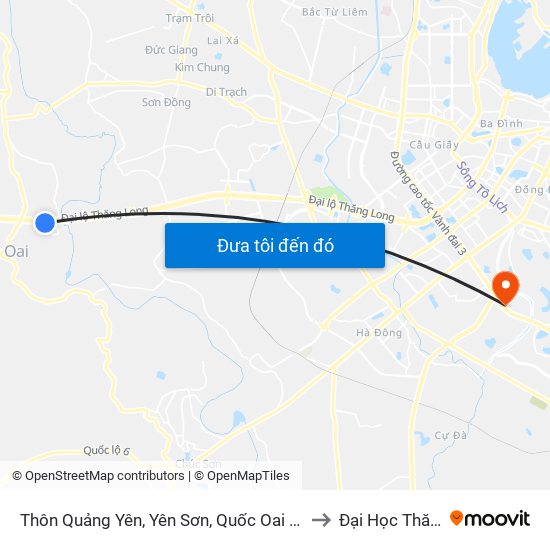 Thôn Quảng Yên, Yên Sơn, Quốc Oai - Đại Lộ Thăng Long to Đại Học Thăng Long map