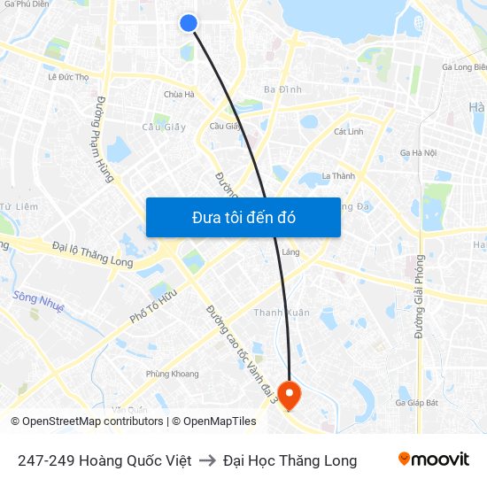 247-249 Hoàng Quốc Việt to Đại Học Thăng Long map