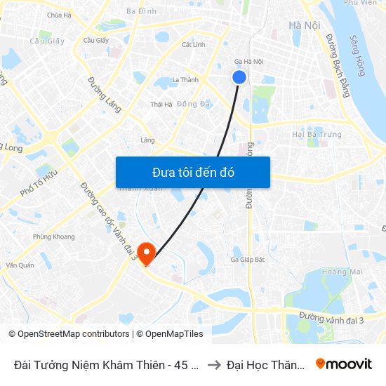 Đài Tưởng Niệm Khâm Thiên - 45 Khâm Thiên to Đại Học Thăng Long map