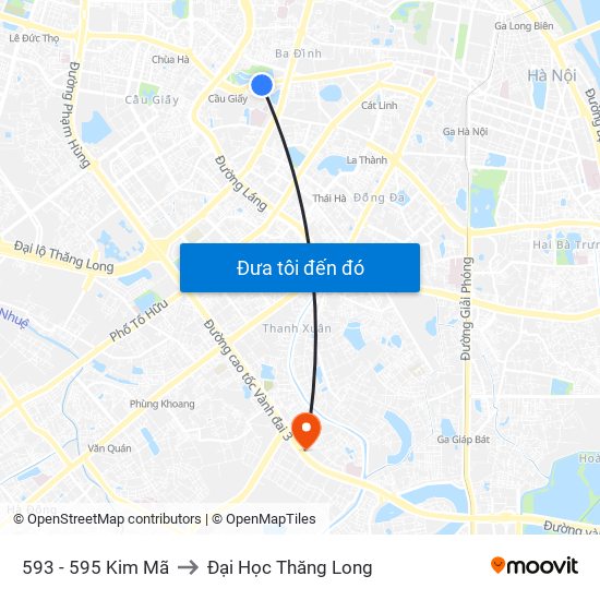 593 - 595 Kim Mã to Đại Học Thăng Long map