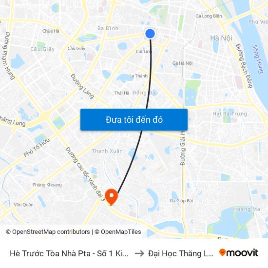 Hè Trước Tòa Nhà Pta - Số 1 Kim Mã to Đại Học Thăng Long map