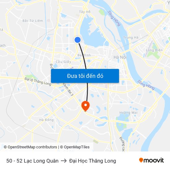 50 - 52 Lạc Long Quân to Đại Học Thăng Long map
