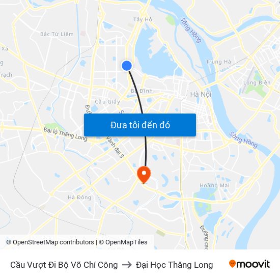 Cầu Vượt Đi Bộ  Võ Chí Công to Đại Học Thăng Long map