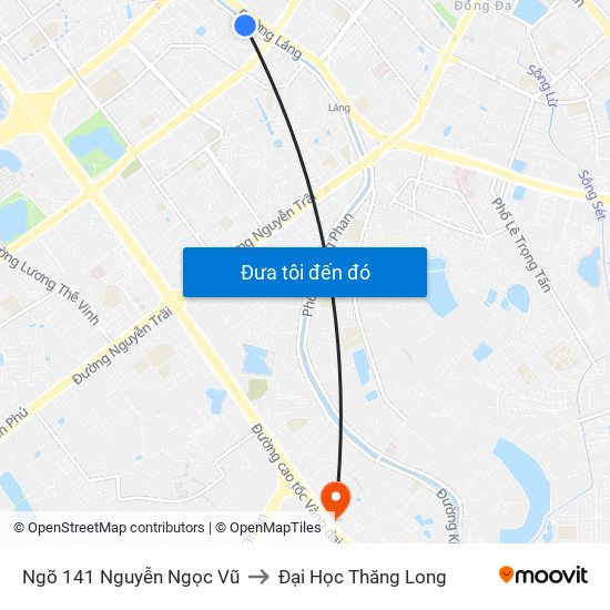 Ngõ 141 Nguyễn Ngọc Vũ to Đại Học Thăng Long map