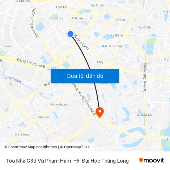 Tòa Nhà G3d Vũ Phạm Hàm to Đại Học Thăng Long map