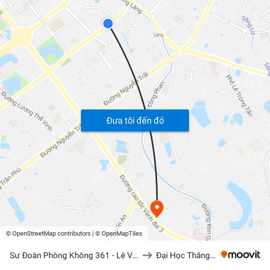 Sư Đoàn Phòng Không 361 - Lê Văn Lương to Đại Học Thăng Long map