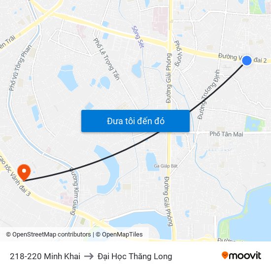 218-220 Minh Khai to Đại Học Thăng Long map