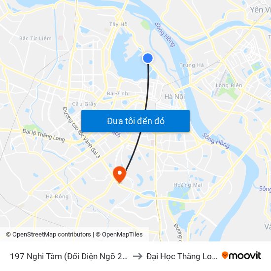 197 Nghi Tàm (Đối Diện Ngõ 276) to Đại Học Thăng Long map