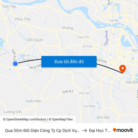 Qua 30m Đối Diện Công Ty Cp Dịch Vụ Bảo Vệ Kcn Cao Hòa Lạc - Ql21 to Đại Học Thăng Long map