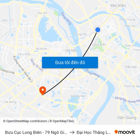 Bưu Cục Long Biên - 79 Ngô Gia Tự to Đại Học Thăng Long map